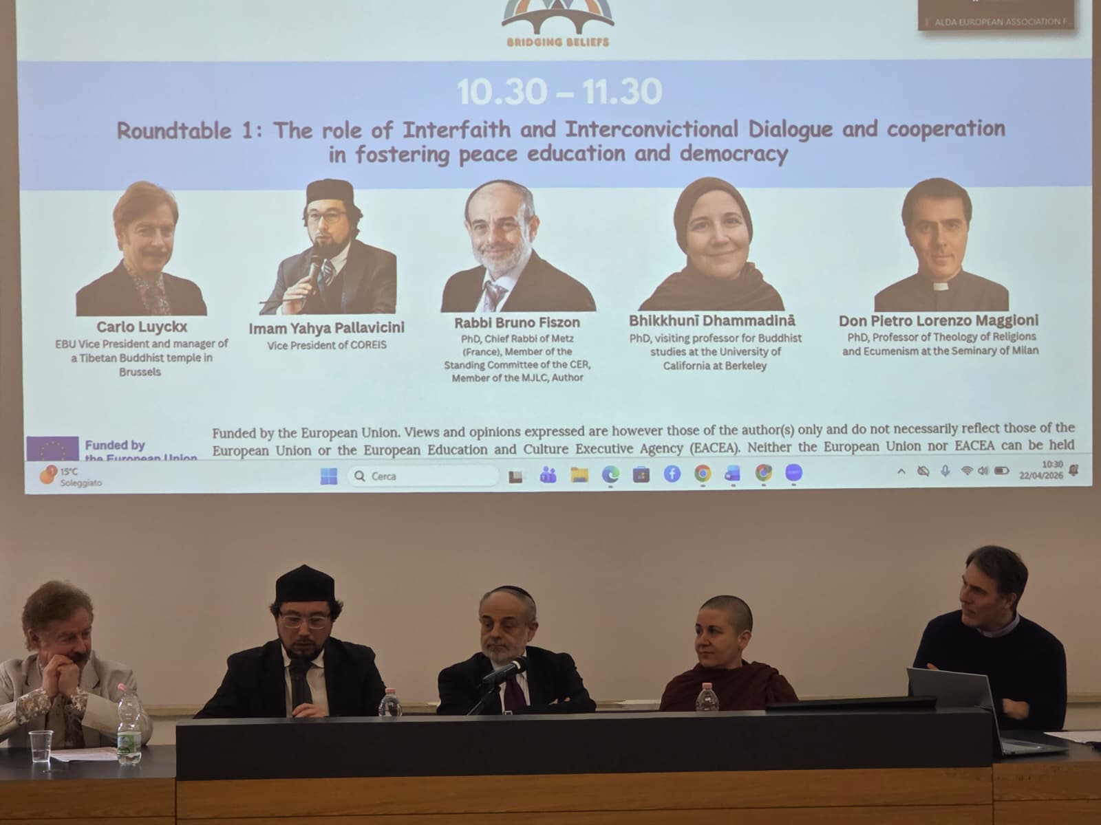 Imam Yahya Pallavicini and Chief Rabbi Bruno Fiszon at the Bridging Beliefs conference panel