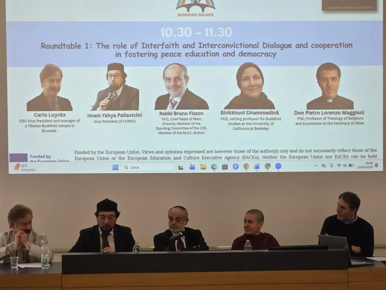 Imam Yahya Pallavicini and Chief Rabbi Bruno Fiszon at the Bridging Beliefs conference panel